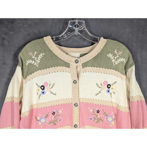 Northern Reflections Cardigan Womens Large Sweater Button Down Spring Floral - Picture 2 of 10